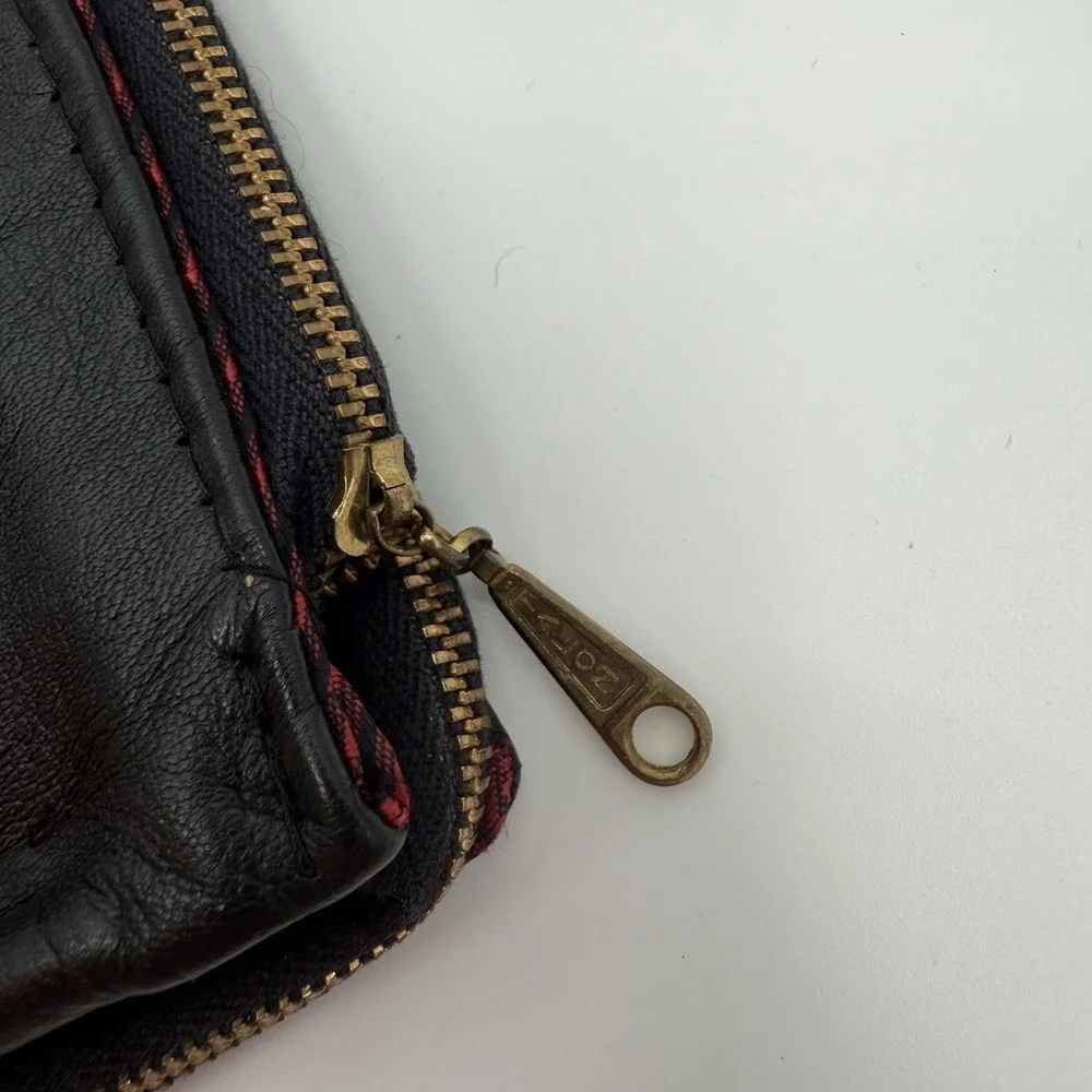 Vintage Leachman Friesen Leather Zip Men's Tie Travel Case Carrier‎ With Hanger